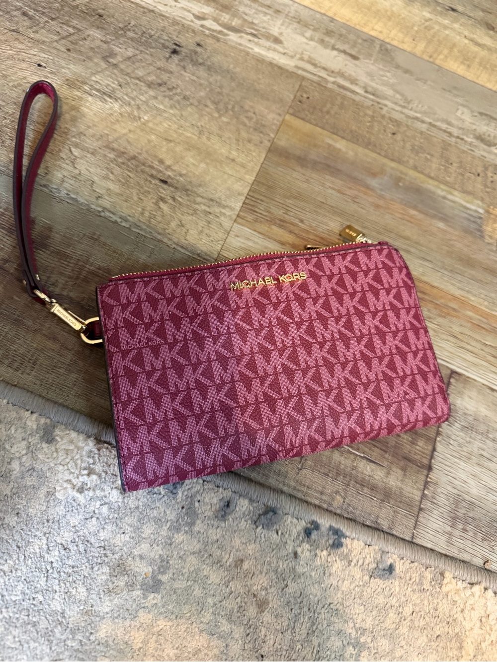 Michael Kors Burgundy Signature Wristlet